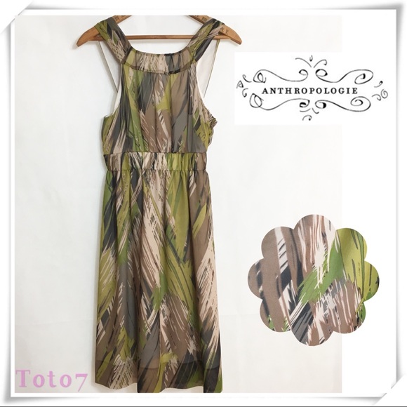 Anthropologie Dresses & Skirts - NWT Anthropologie Silk Brown Graphic Print Dress